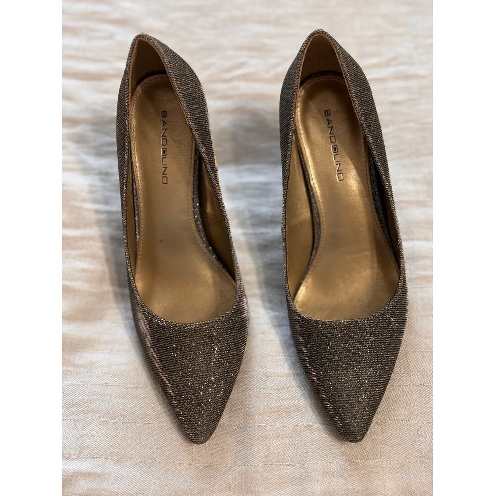 Ladies Glitter Bandolino silver black metallic, 3 inch heel, size 6 medium